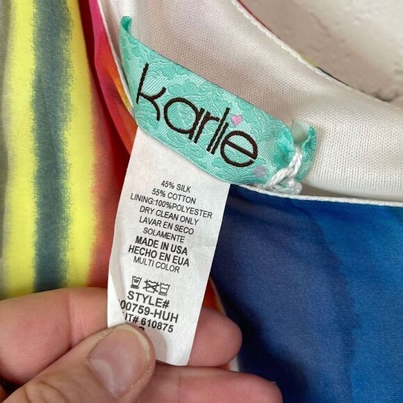 Karlie Multicolor Rainbow One Sleeve Dress size small - Picture 3 of 5